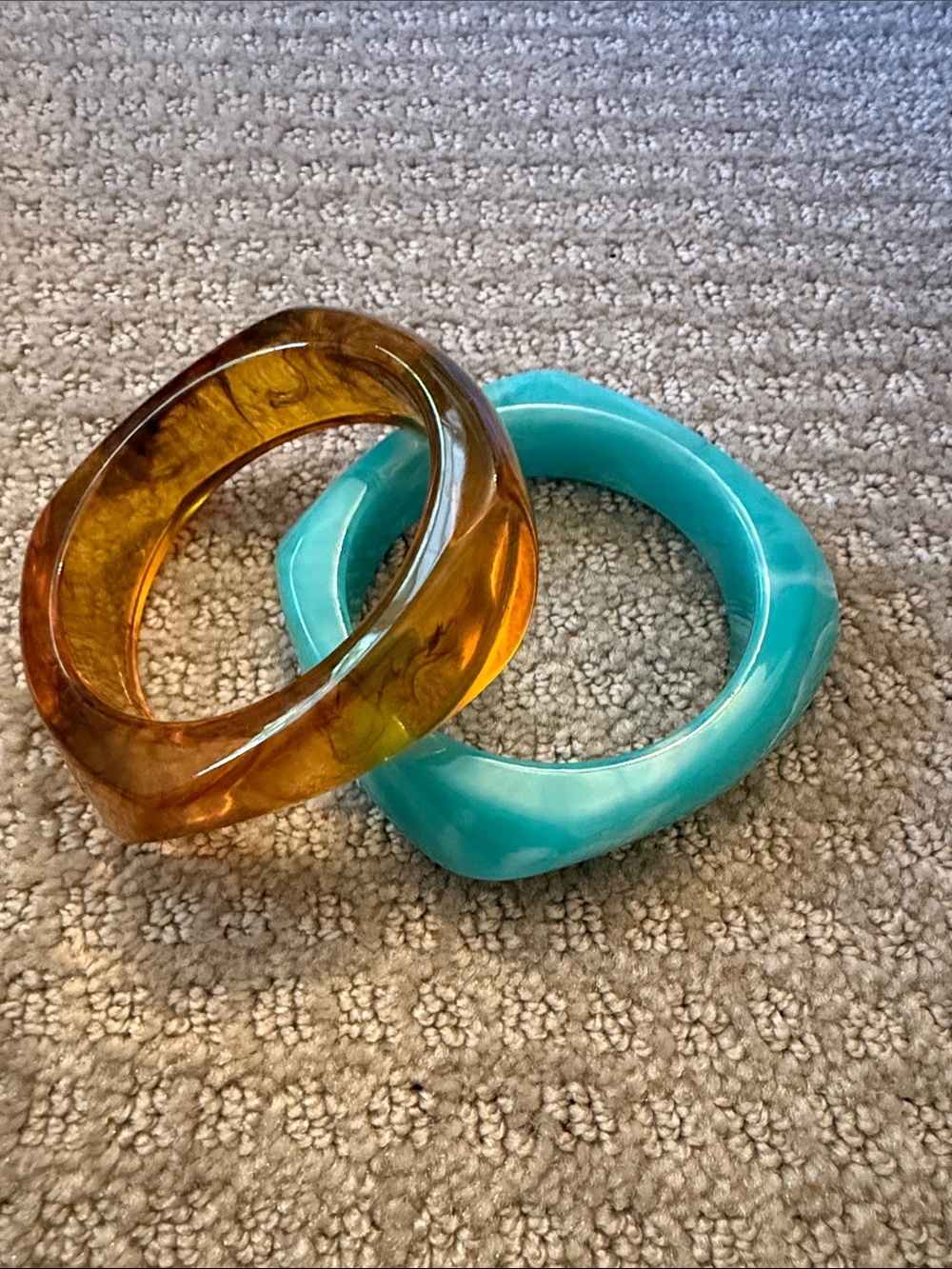 Vintage Turquoise & Amber Resin Bangles